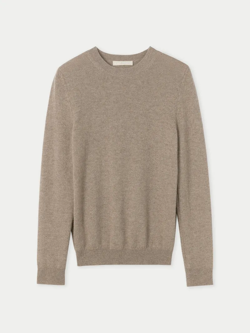 Naturfarbenes Kaschmir-Set aus Pullover und Mütze
