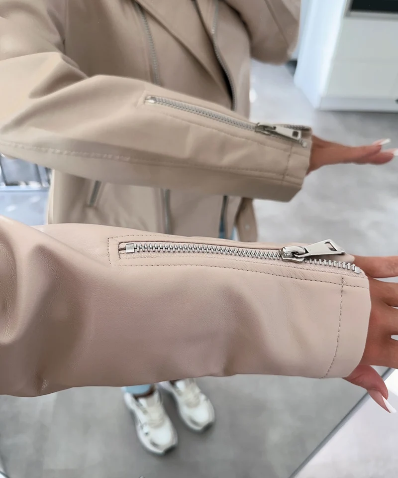 Lederjacke Valea Beige