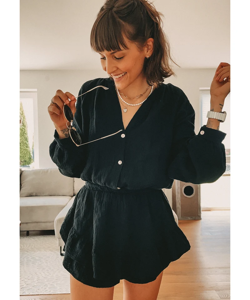 Musselin Jumpsuit Juana Schwarz