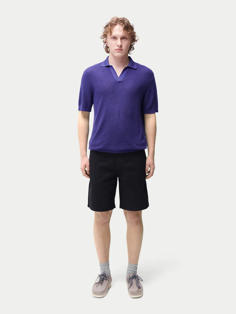 Poloshirt mit offenem Kragen aus Kaschmir-Seide