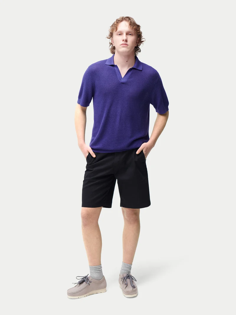 Poloshirt mit offenem Kragen aus Kaschmir-Seide