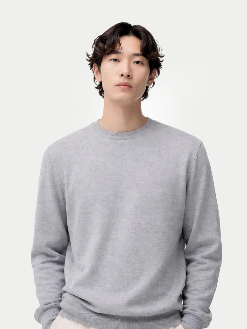Basic Kaschmirpullover mit R-Ausschnitt
