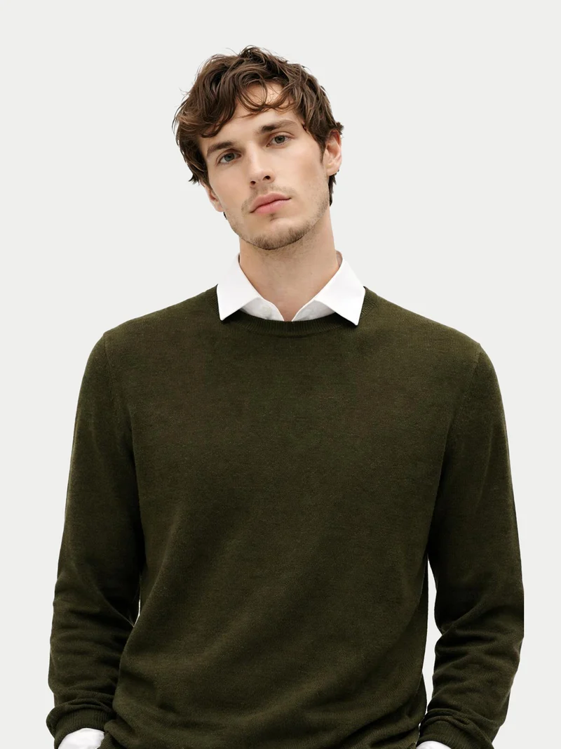 Basic Kaschmirpullover mit R-Ausschnitt
