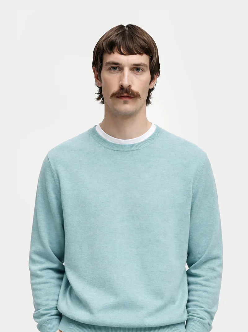 Basic Kaschmirpullover mit R-Ausschnitt