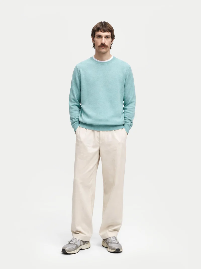 Basic Kaschmirpullover mit R-Ausschnitt
