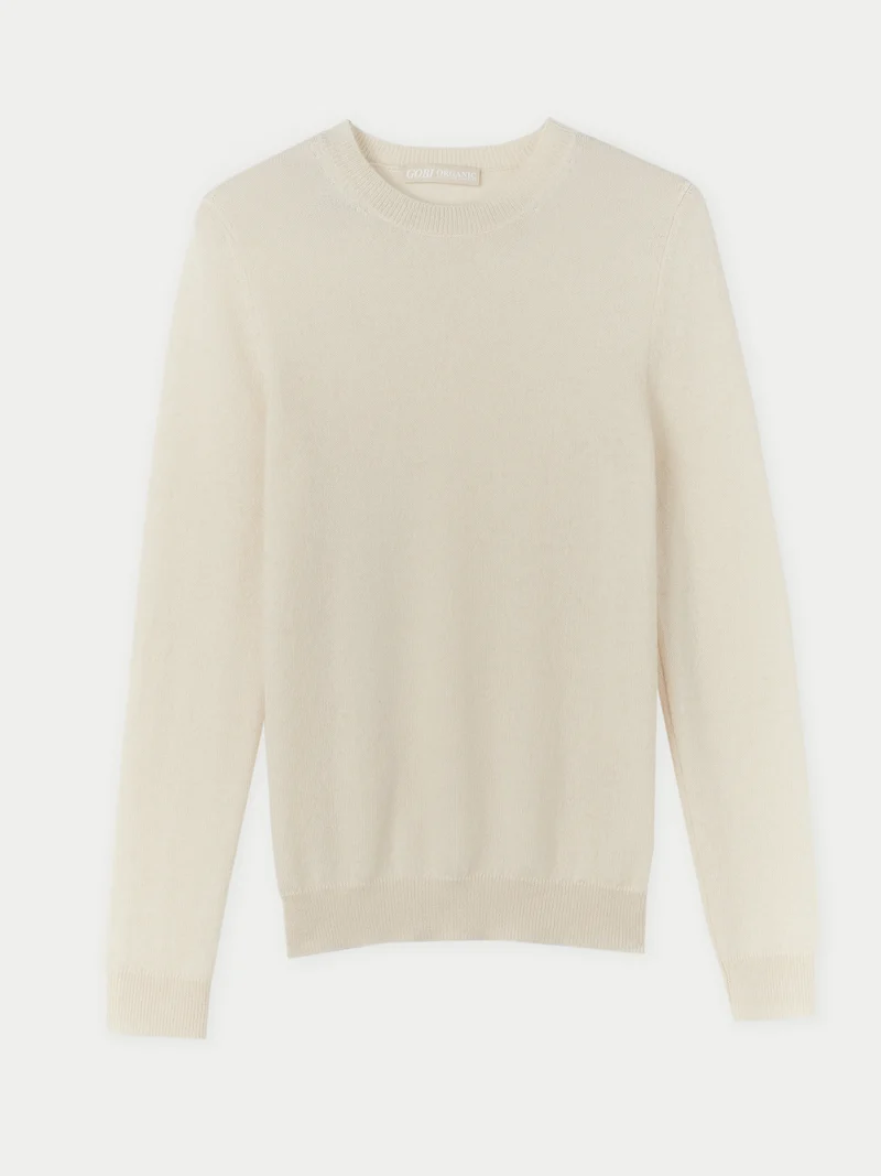 Naturfarbenes Kaschmir-Set aus Pullover und Mütze