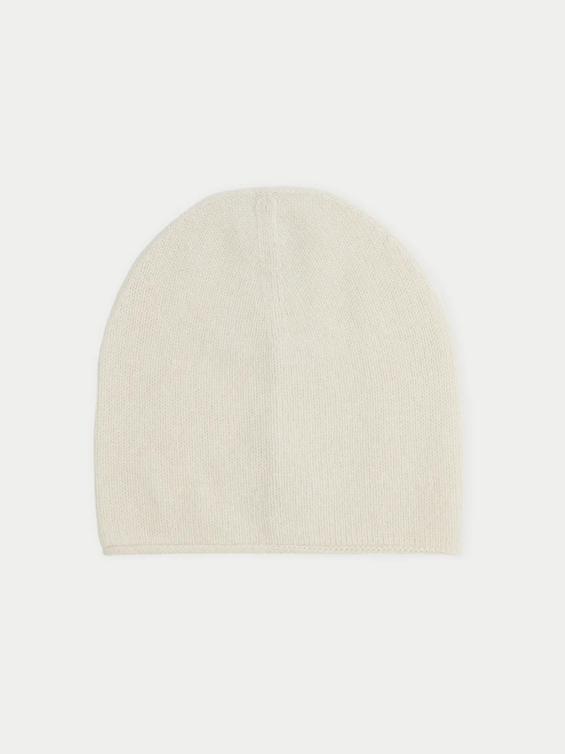 Naturfarbenes Kaschmir-Set aus Pullover und Mütze