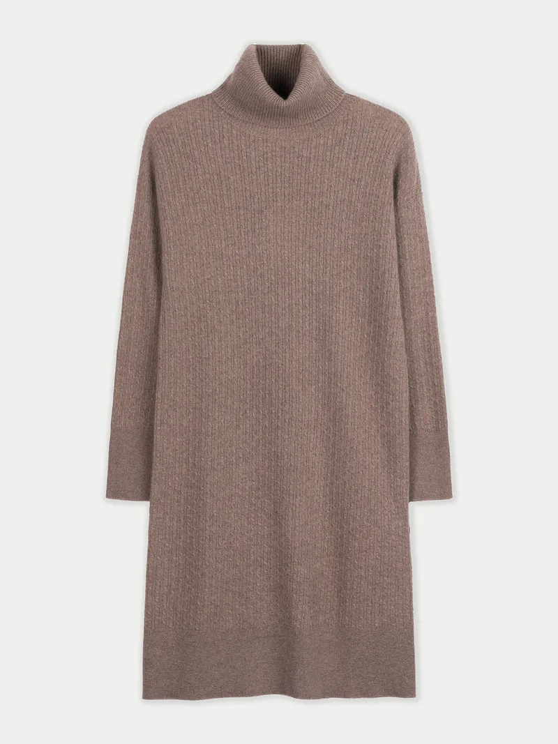 Nahtloses Kaschmir-Kleid mit Rollkragen