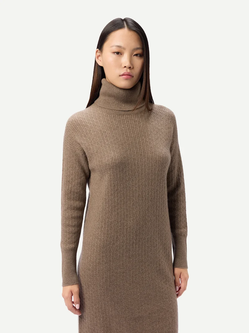 Nahtloses Kaschmir-Kleid mit Rollkragen