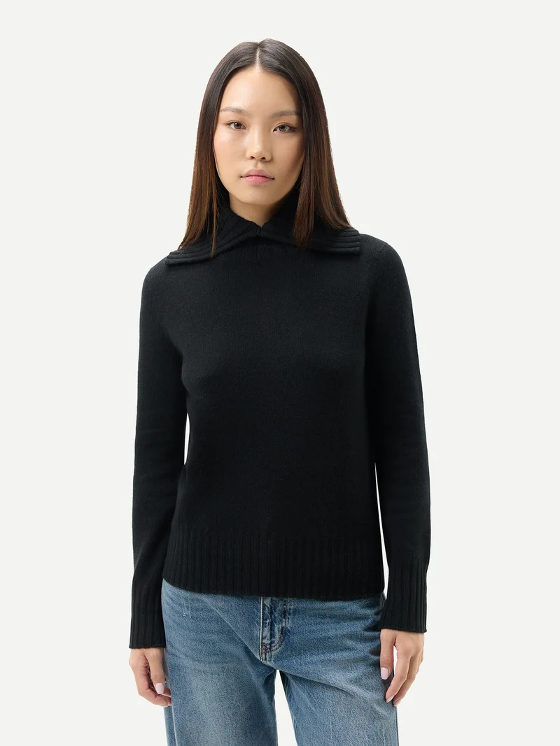 Kaschmir-Pullover mit Umklapp-Rollkragen