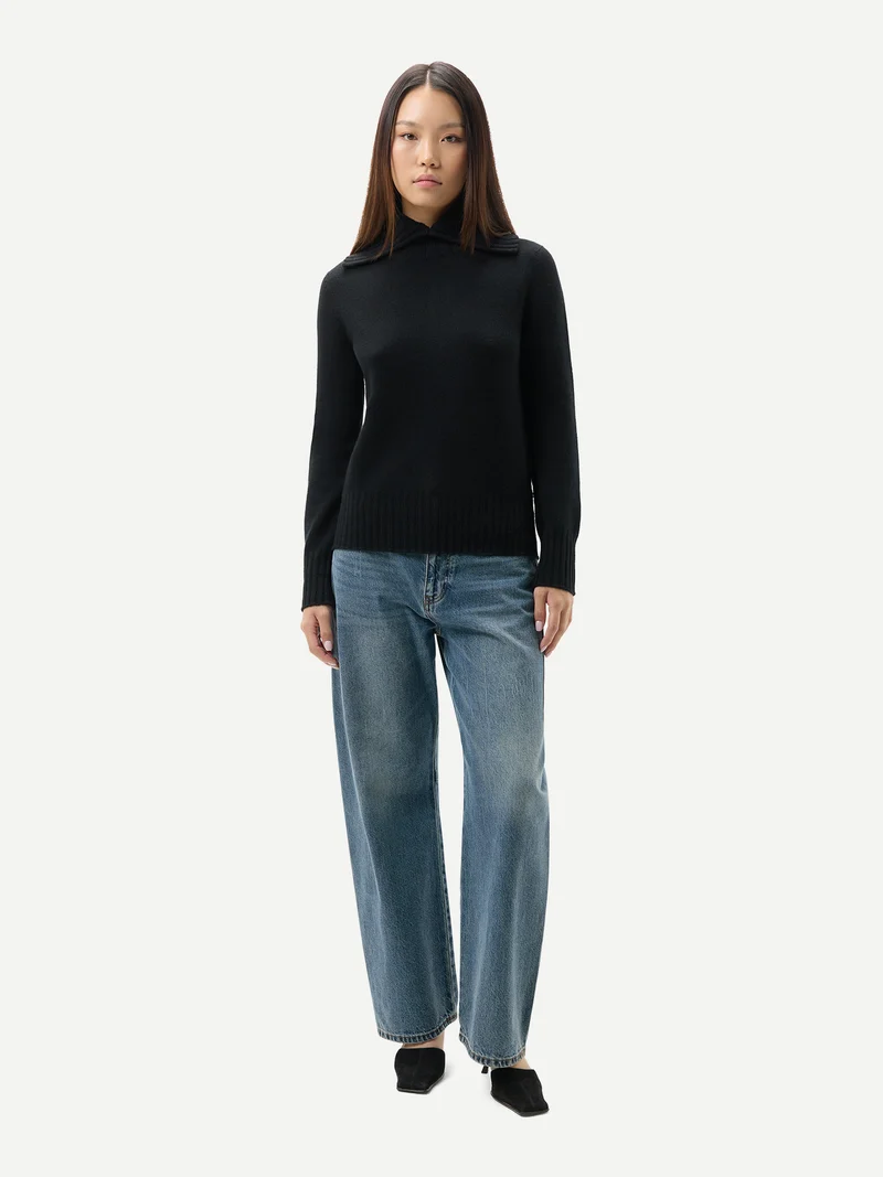 Kaschmir-Pullover mit Umklapp-Rollkragen