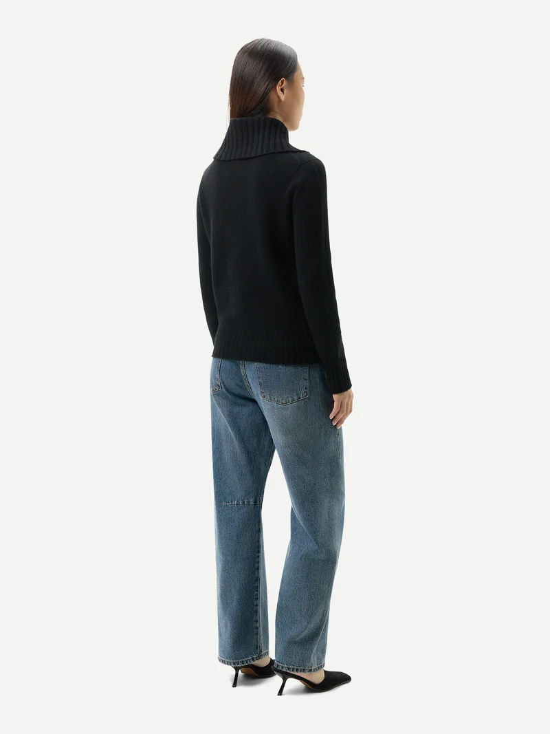 Kaschmir-Pullover mit Umklapp-Rollkragen