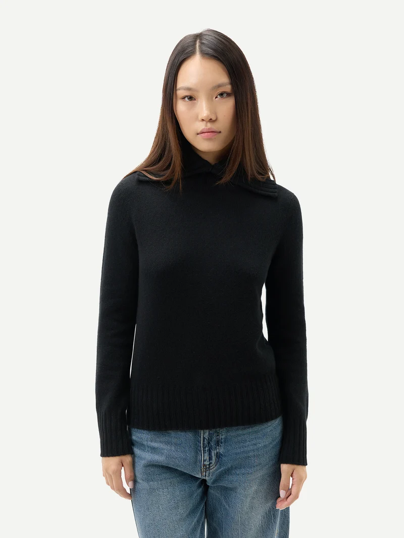 Kaschmir-Pullover mit Umklapp-Rollkragen