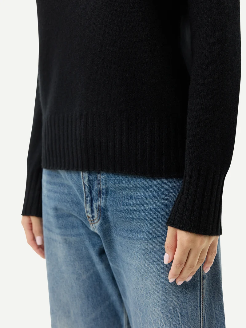 Kaschmir-Pullover mit Umklapp-Rollkragen