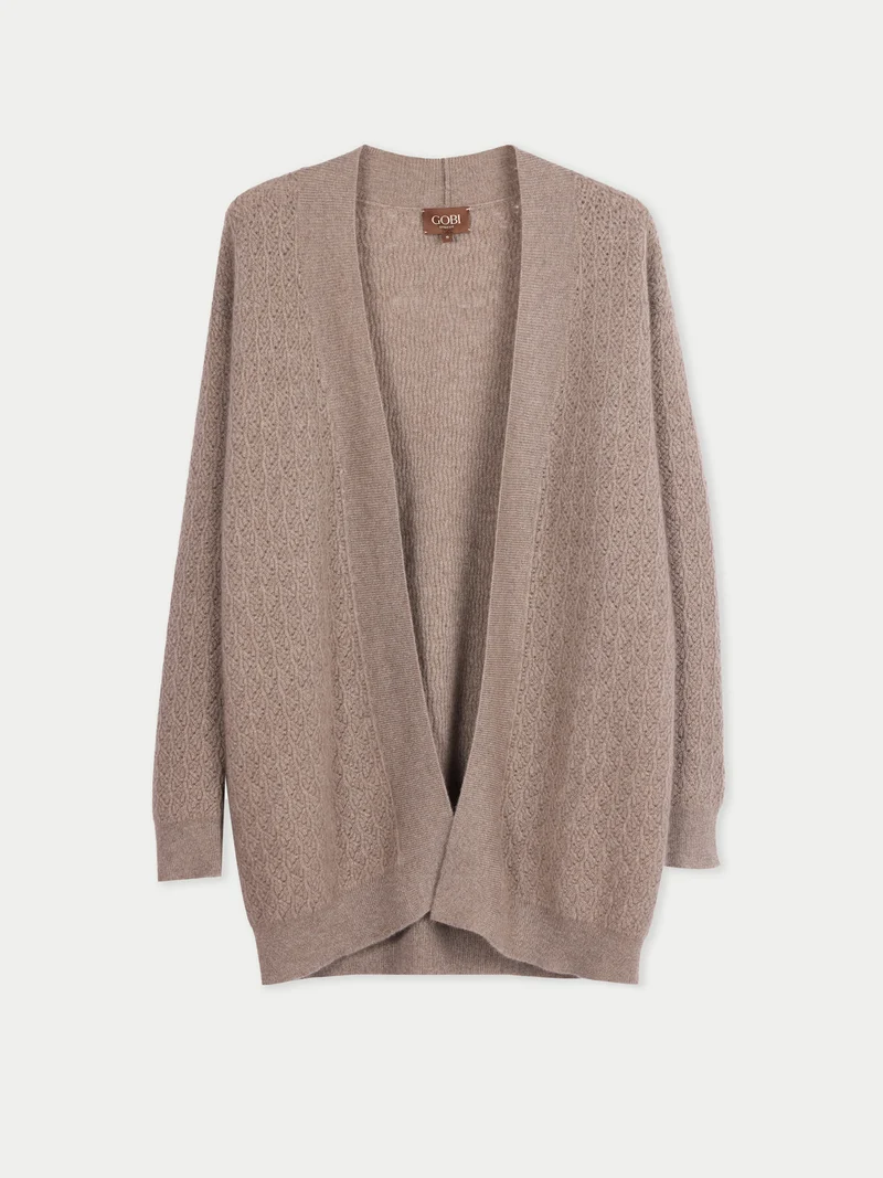 Ajour-Strick Kaschmir-Cardigan