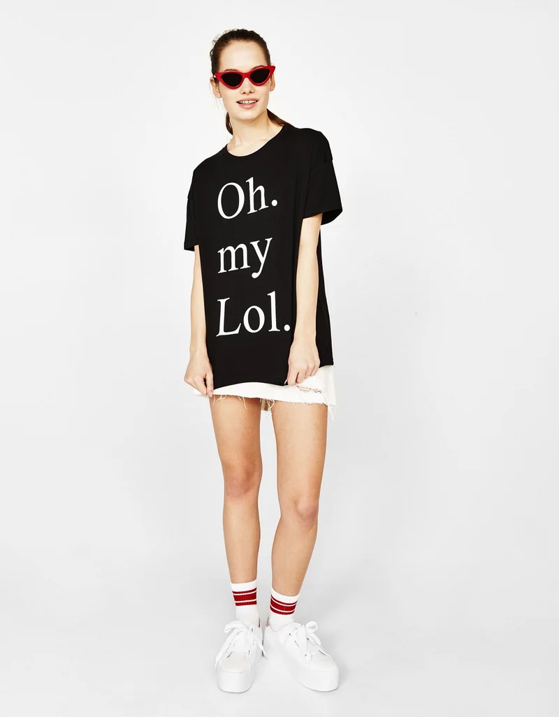 Cotton T-shirt with slogan