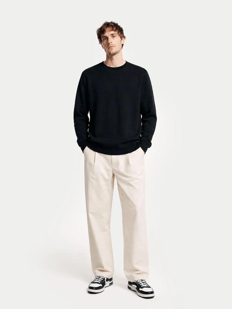 Basic Kaschmirpullover mit R-Ausschnitt