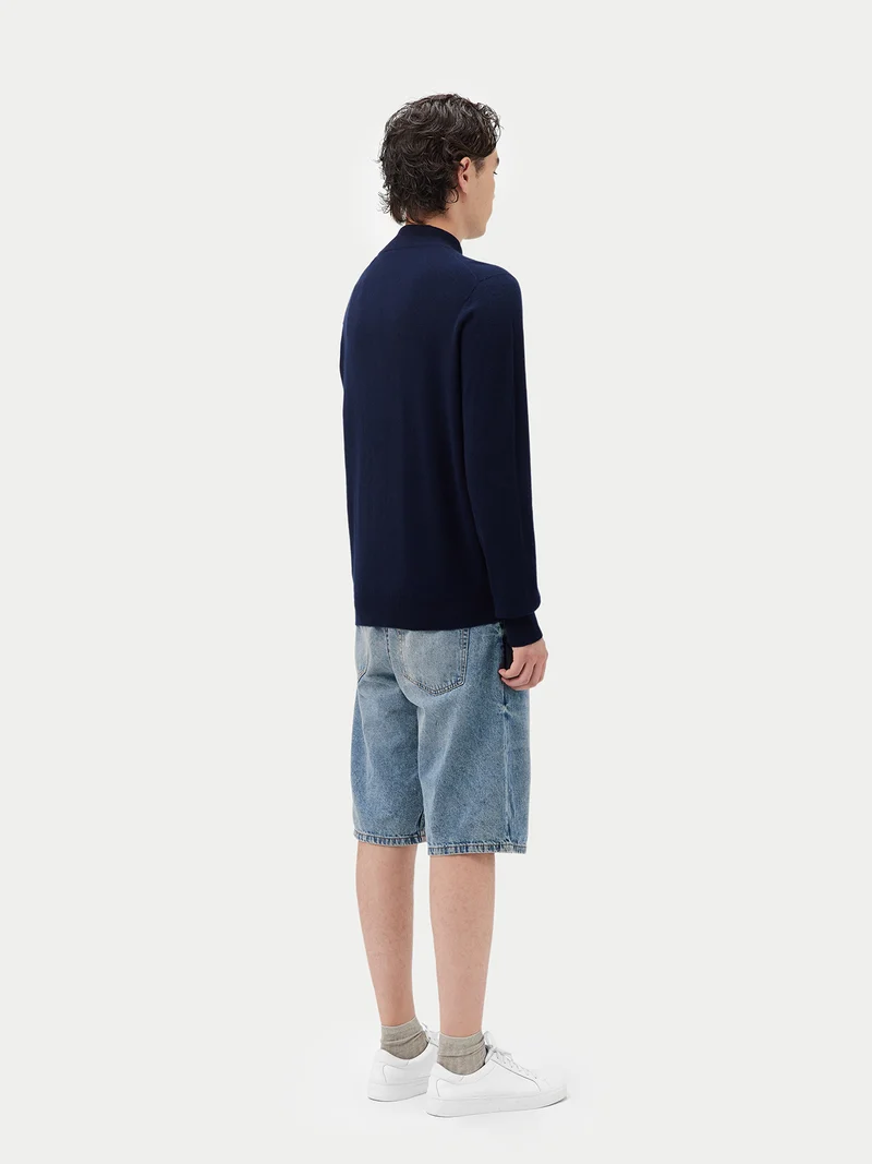 Basic Kaschmirstrickjacke mit Reißverschluss