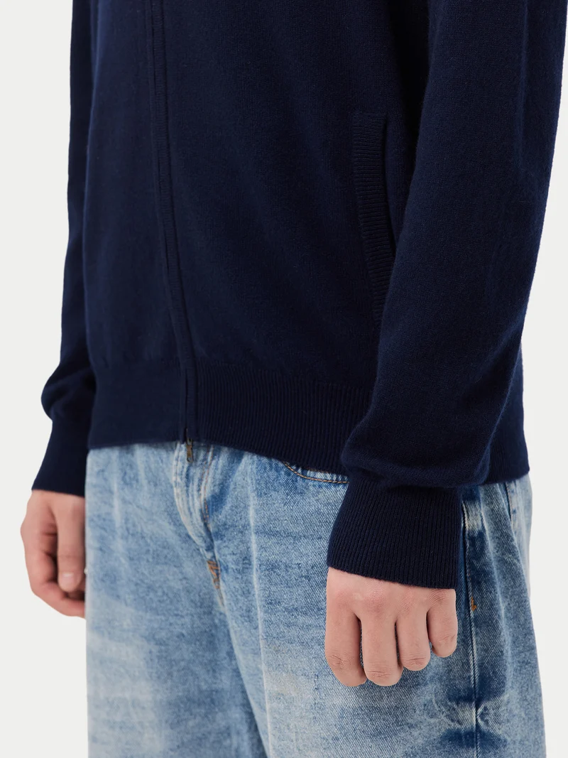 Basic Kaschmirstrickjacke mit Reißverschluss