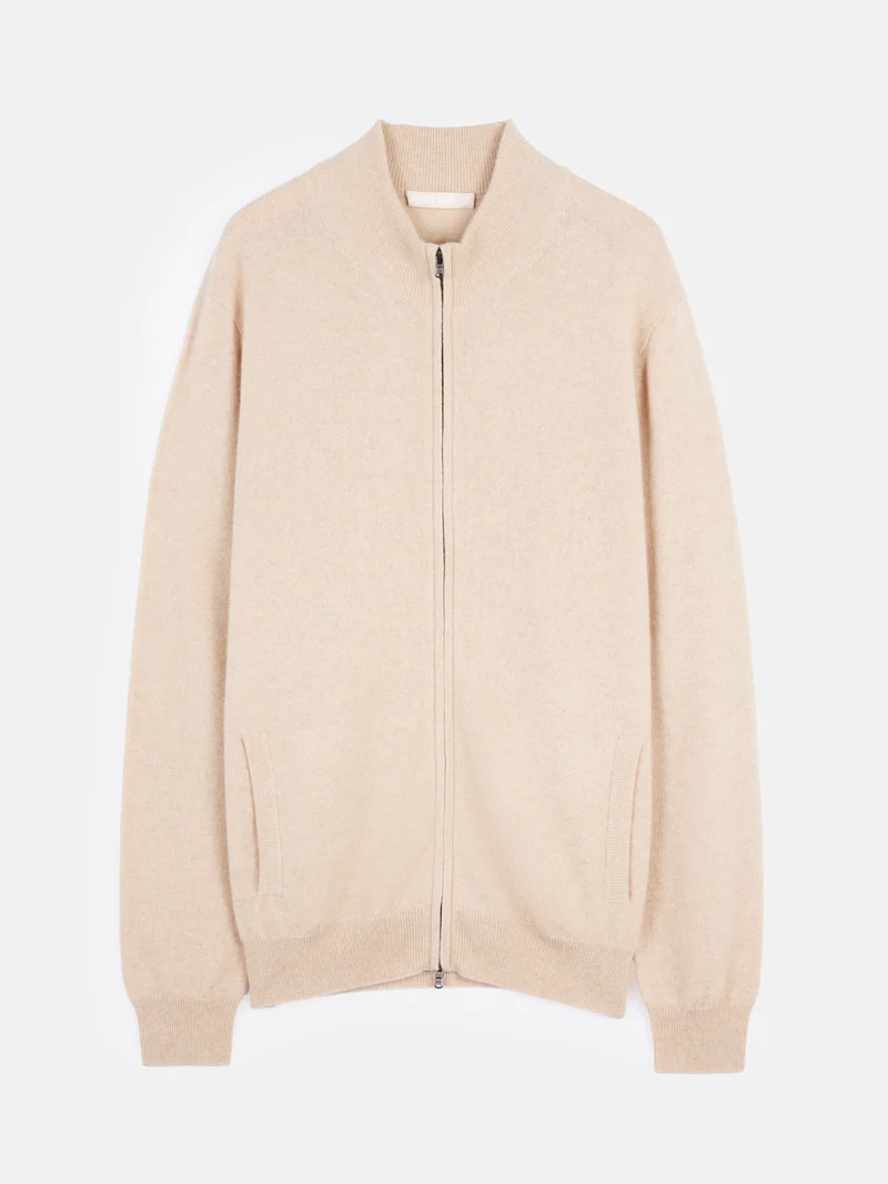 Basic Kaschmirstrickjacke mit Reißverschluss
