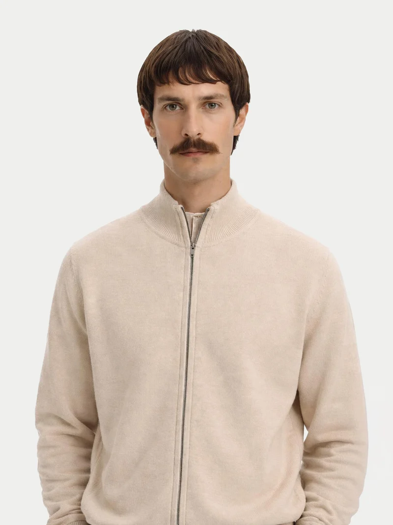 Basic Kaschmirstrickjacke mit Reißverschluss