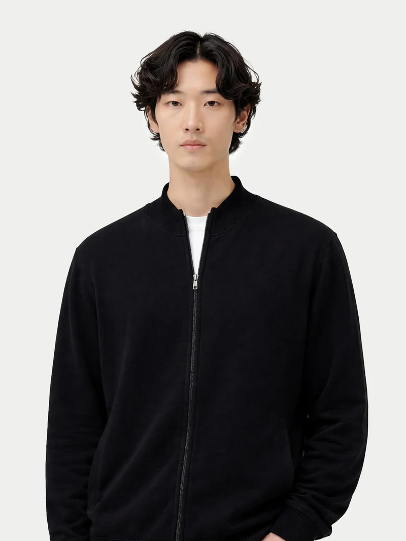 Basic Kaschmirstrickjacke mit Reißverschluss