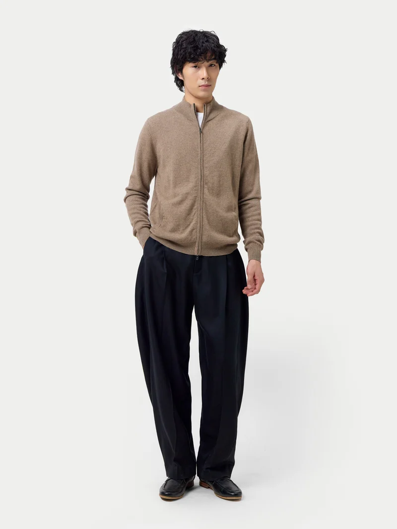 Basic Kaschmirstrickjacke mit Reißverschluss