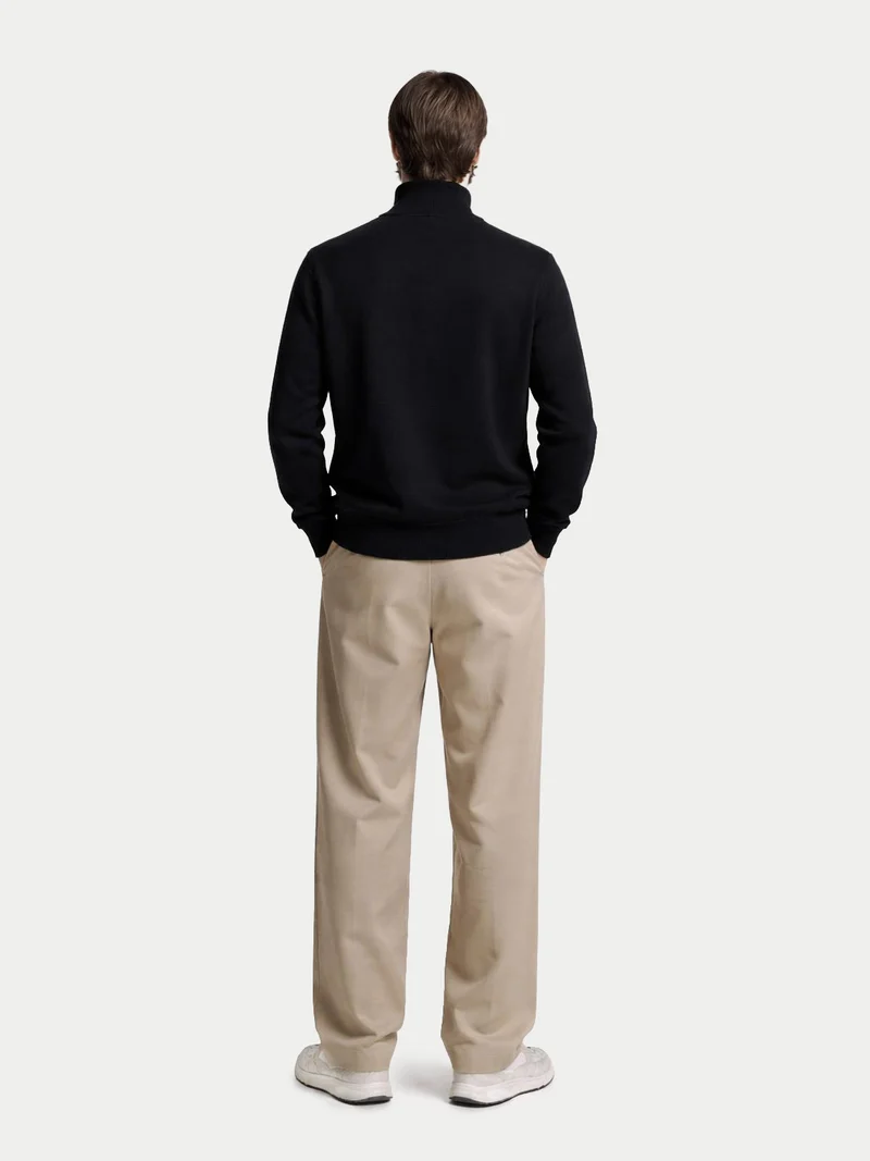Basic Kaschmirpullover mit Halbreißverschluss