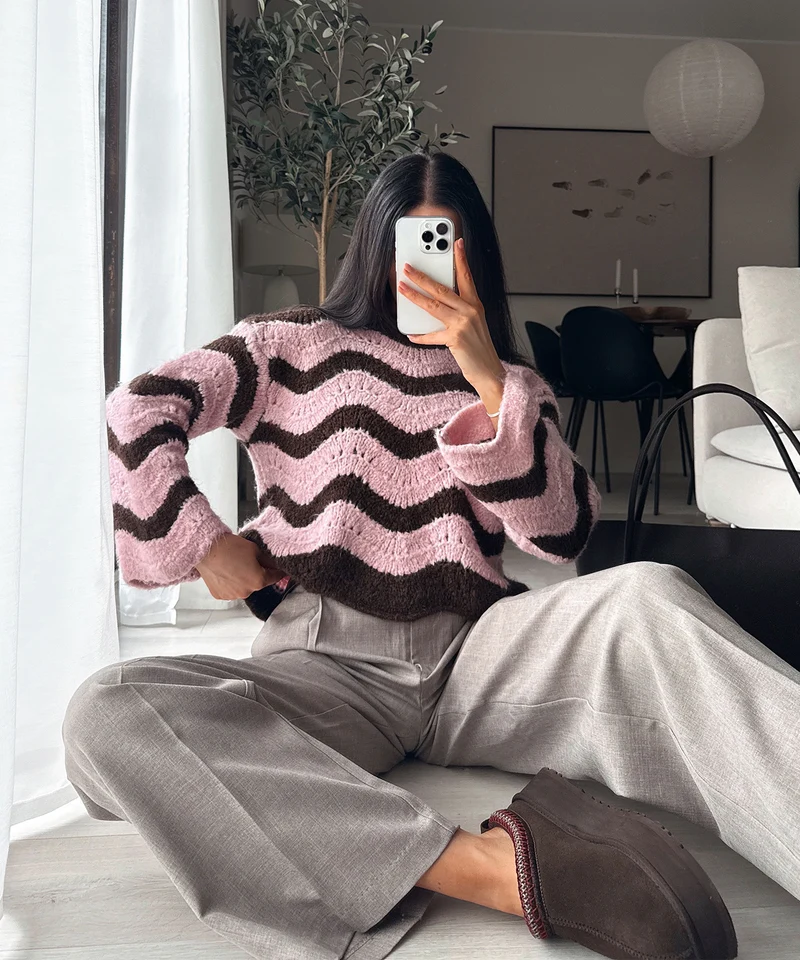 Pullover Renata Streifen Rosa
