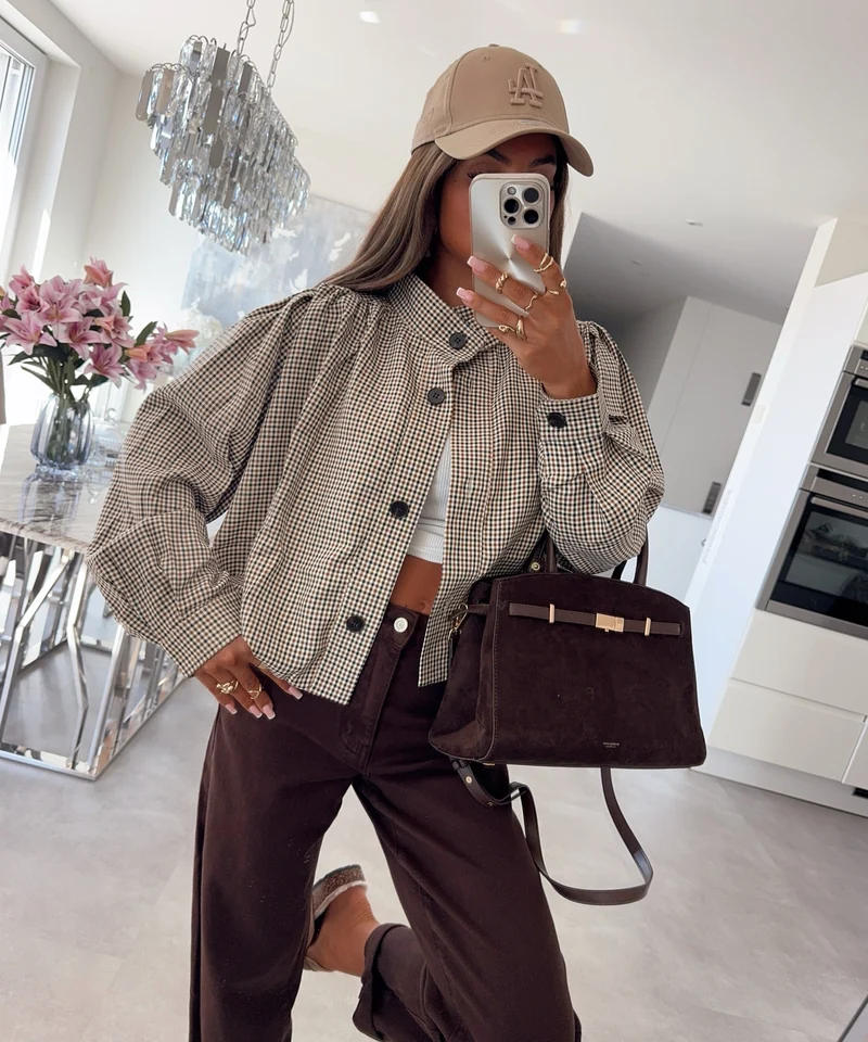 Karierte Blouson Jacke Aava