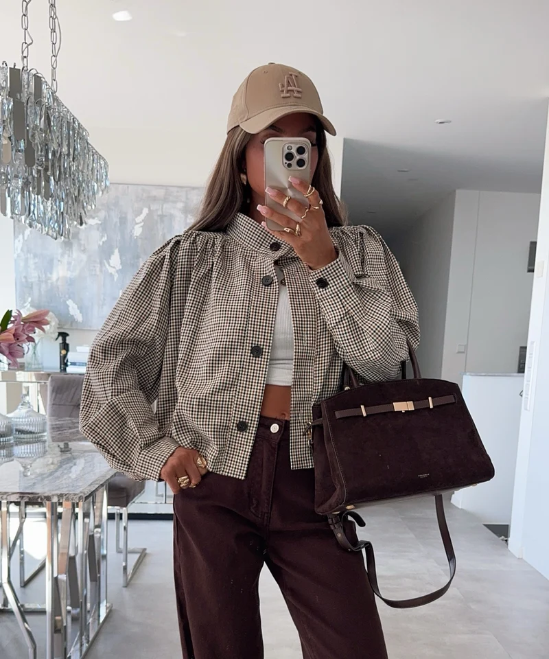 Karierte Blouson Jacke Aava