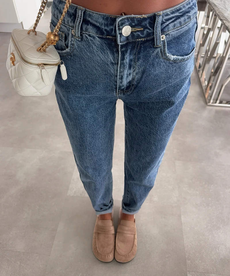 Stretch Mom Jeans Rumi Dunkelblau