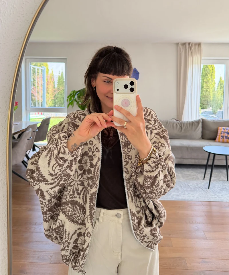 Jacke Flower Braun