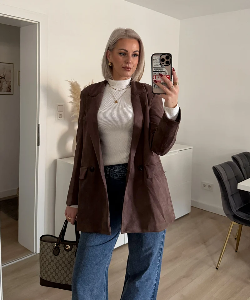 Wildlederoptik Blazer June Braun