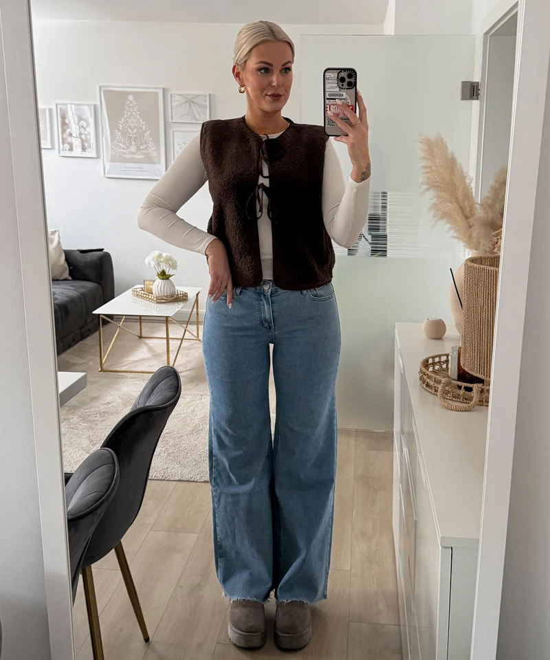 Stretch Mid Waist Wide Leg Jeans Zerra Blau