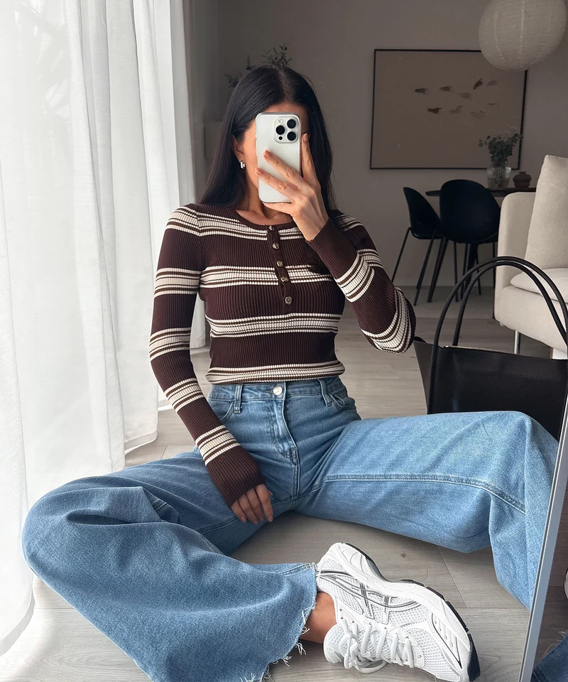 Stretch Mid Waist Wide Leg Jeans Zerra Blau