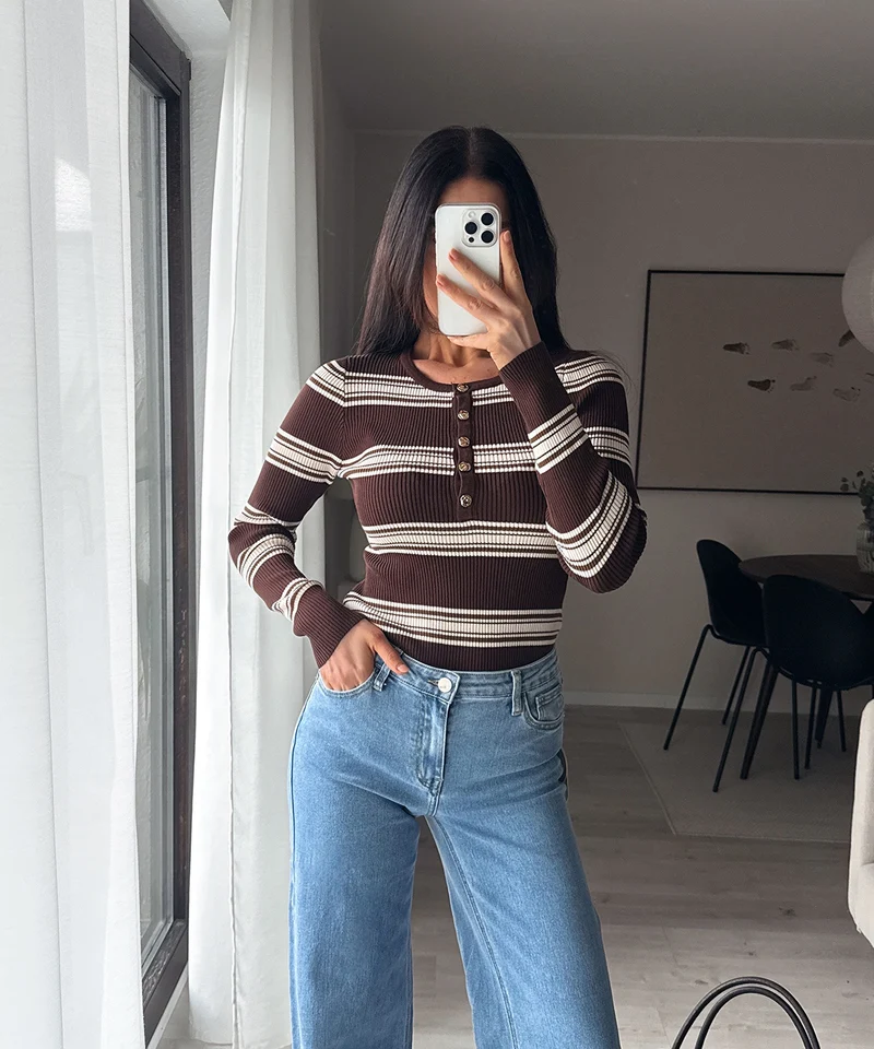 Stretch Mid Waist Wide Leg Jeans Zerra Blau