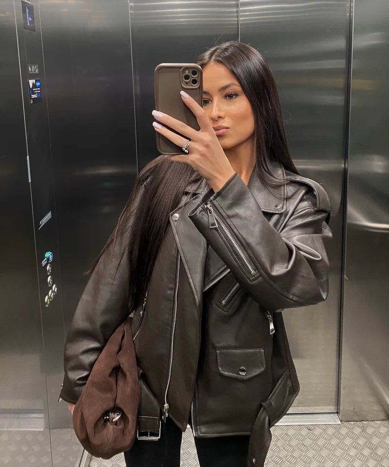 Lederjacke Valea Dunkelbraun