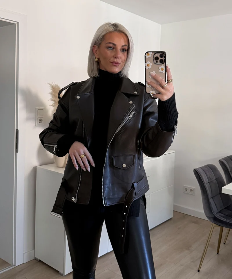 Lederjacke Valea Dunkelbraun