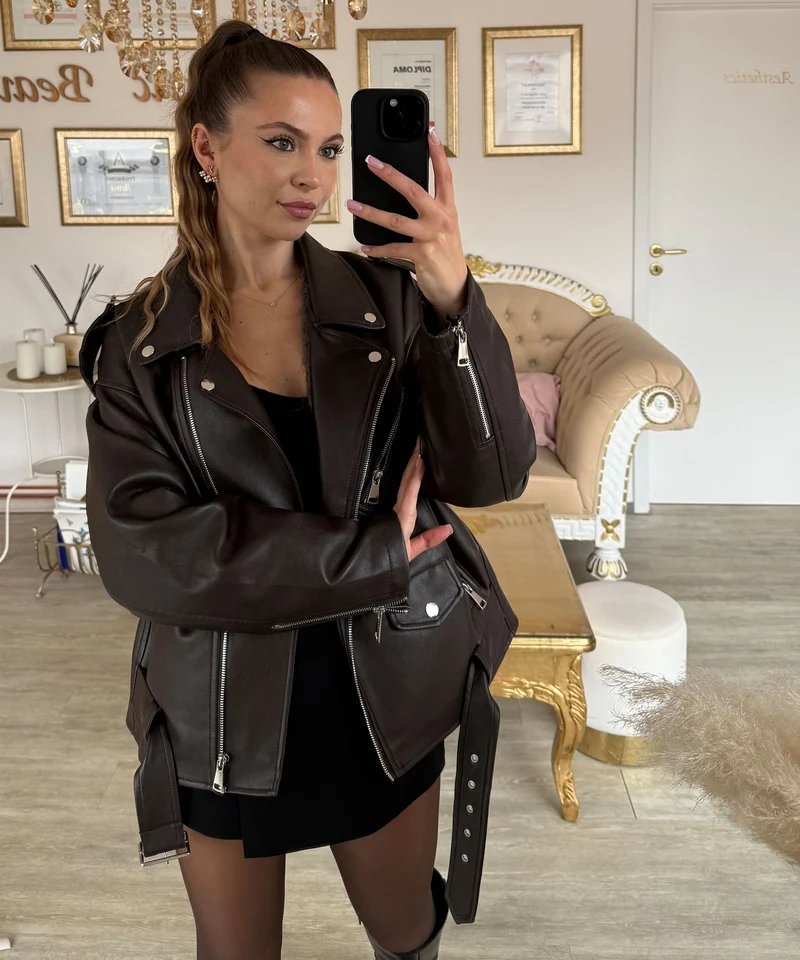 Lederjacke Valea Dunkelbraun
