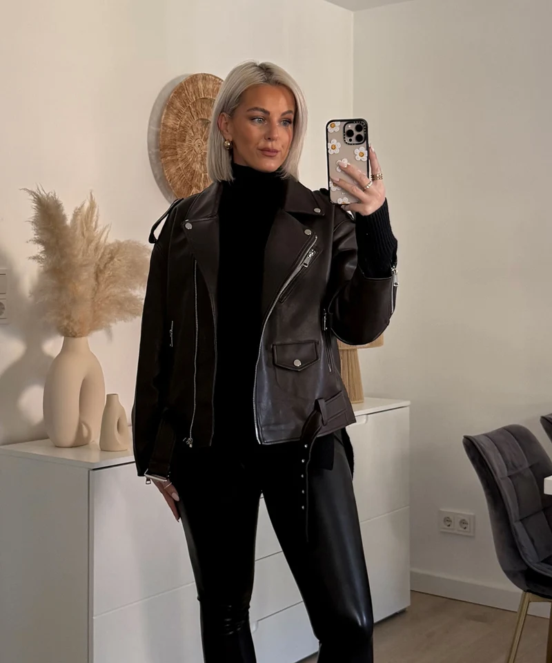 Lederjacke Valea Dunkelbraun