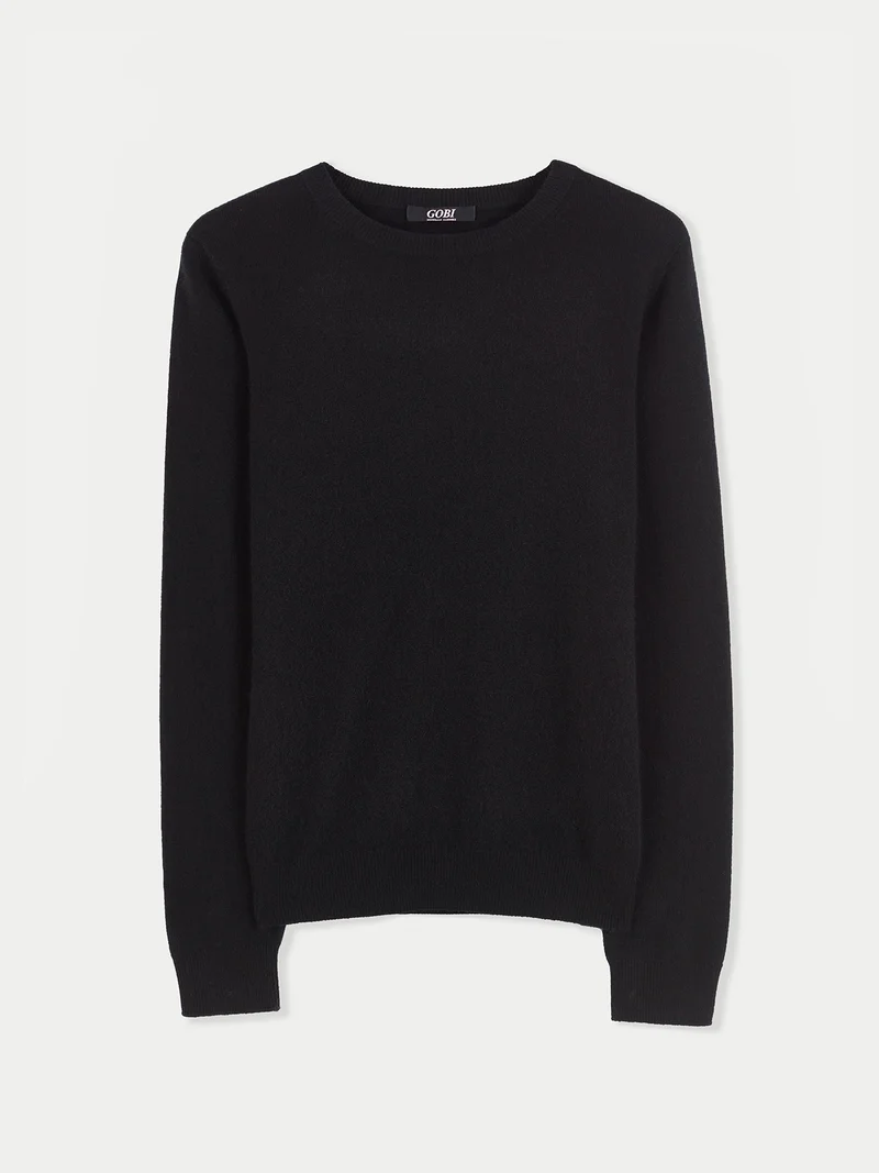 Basic R-Ausschnitt Kaschmirpullover