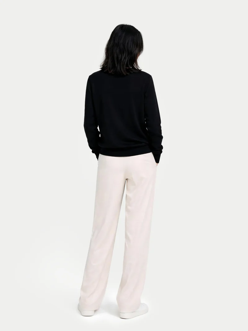 Basic R-Ausschnitt Kaschmirpullover