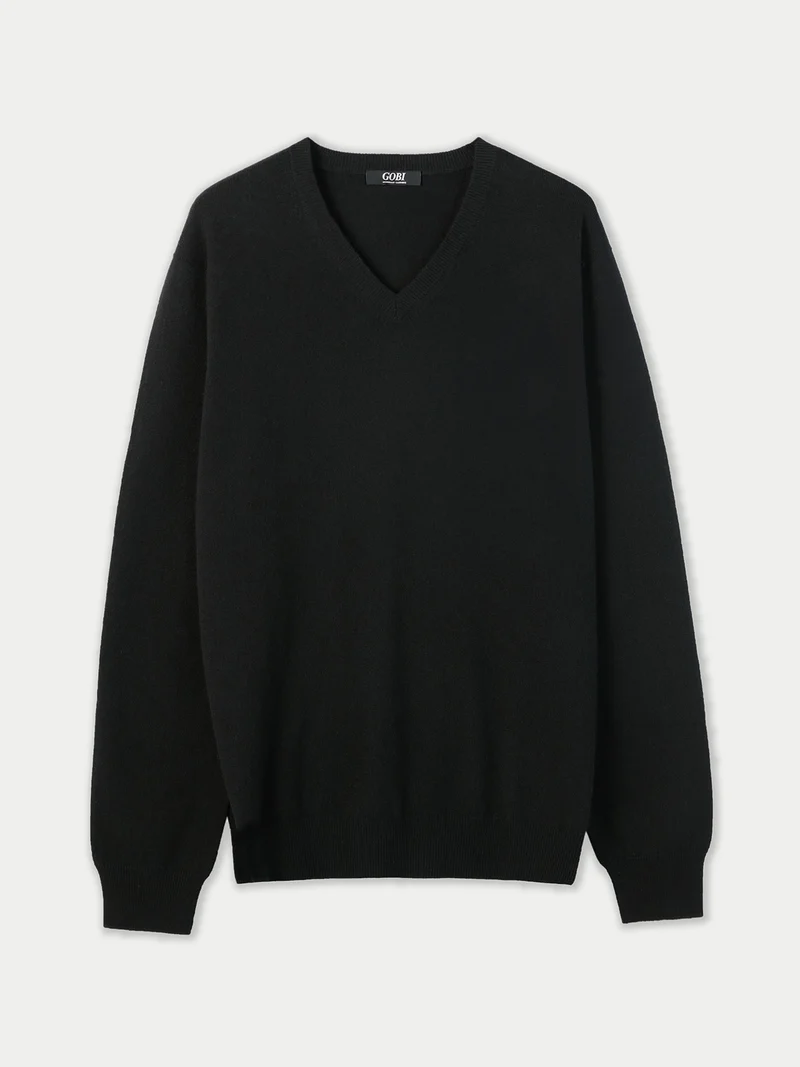 Basic Kaschmirpullover mit V-Ausschnitt