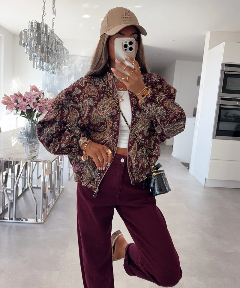 Paisley Bomberjacke Bella Bordeaux
