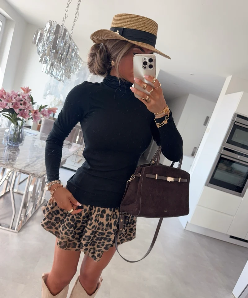 Viskose Rollkragen Pullover Elya Schwarz
