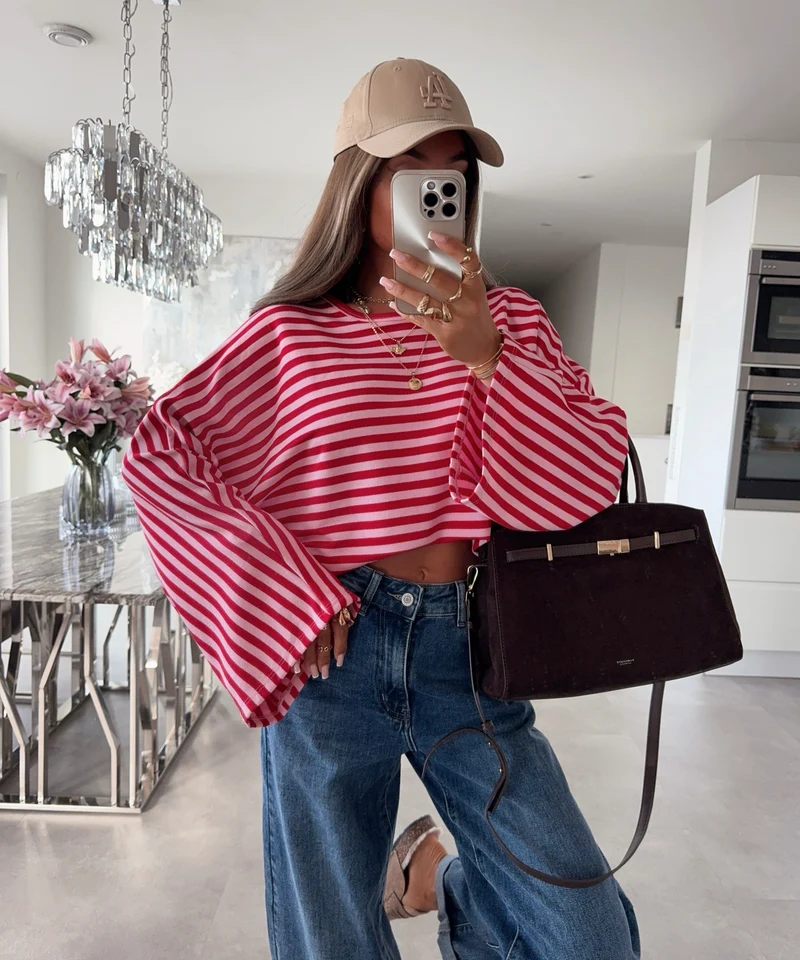 Longsleeve Gestreift Orea Rot