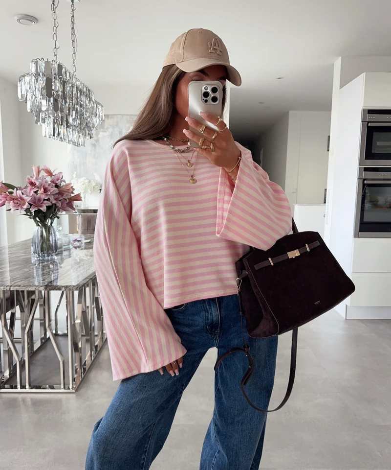 Longsleeve Gestreift Orea Rosa