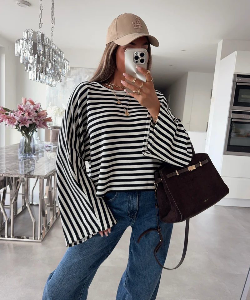 Longsleeve Gestreift Orea Schwarz