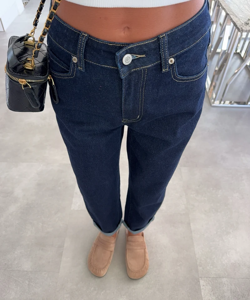Stretch Mom Jeans Peppi Dunkelblau